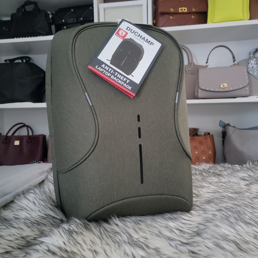 NWT Duchamp Anti-Theft Laptop commuter Backpack Olive